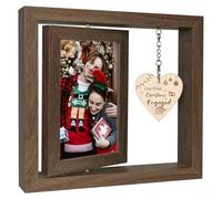 Our First Christmas Engaged 2025 Wood Photo Frame, 1st Christmas Engagement Gifts for Couples Newly Engaged Her Women Friends Fiance Bride to Be - Display Two 15x10 CM
