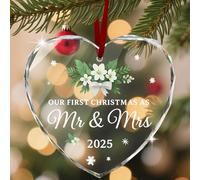 Our First Christmas Ornament 2025-First Christmas Married Ornament 2025,Glass Crystal Christmas Ornaments Hanging on The Xmas Tree Christmas Wedding Gifts for Newlyweds(Style 4)
