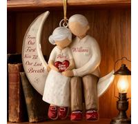 Our First Christmas Ornament 2025 - Personalized Old Couple Hanging Ornament,From Our First Kiss Till Our Last Breath,Personalised Funny Couple Christmas Ornaments Gifts for Him Her, Parent