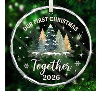 Our First Christmas Together 2026, Crystal Glass Christmas Ornaments for Home Kitchen Christmas Tree Decor, 1st Xmas Keepsake Gifts for Boyfriend Girlfriend Couple Married Newlywed Mr Mrs