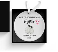Our First Christmas Together Bauble, Couple, Boyfriend Girlfriend Keepsake, 1st Xmas Decoration, with Gift Box and Ribbon