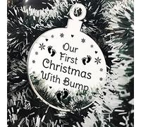 Our First Christmas With Bump Engraved Decoration New Mum Dad Gift Baby Gift