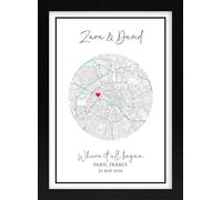 Our First Date Map Print - Personalised Gift for Him or Her | Valentine's Day, Anniversary or Birthday Keepsake | Custom Map Art