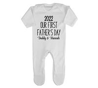 Our First Father's Day 2022 Daddy & Name [FFD19] Baby Romper Jumpsuit with feet, 0-3 Months, White
