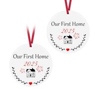 Our First Home 2025 Ceramic Ornaments New Home Gifts for Women Men Housewarming Gifts for New Homeowner New House Ornament First Home Decor Gift for Couples Friends Family