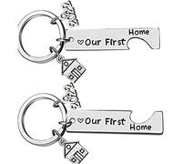 Our First Home Keychains New Home Keychain Set 2022 House Keyrings Couples Key Chain Anniversary Housewarming Gift Attractive and Fashion