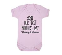 Our First Mother’s Day 2021 Mummy & Name [MD19] Baby Grow Vest, 6-12 Months, Pastel Pink