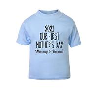 Our First Mother’s Day 2021 Mummy & Name [MD19] Short Sleeve Cotton Toddler t Shirt, 3-4 Years, Pastel Blue