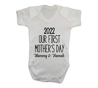 Our First Mother’s Day 2022 Mummy & Name [MD19] Baby Grow Vest, 0-3 Months, White