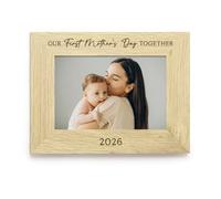 Our First Mother’s Day Together Photo Frame 4x6, Engraved Wooden New Mum Gift, Baby’s First Mother’s Day Keepsake, Mum & Baby Frame with 2026 (Landscape)