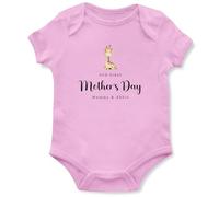 Our First Mothers Day Personalised Babygrow for Baby Girl Boy Giraffe Safari 1st Babies Vest, 3-6 Months, Light Pink