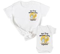 Our First Mother's Day Together - Matching Gift Set - Baby Bodysuit White