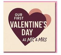 Our First Valentine’s Day as Mr & Mrs Card - Romantic Newlywed Spouse Valentine Card with Heart Design - Sweet Love for Husband or Wife