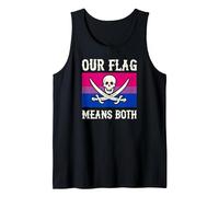 Our Flag Means Both Skull Cross Bones Bisexual Pirate Flag Tank Top, Men, Black, Small
