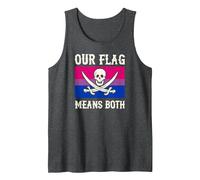 Our Flag Means Both Skull Cross Bones Bisexual Pirate Flag Tank Top, Men, Dark Heather Grey, XX-Large
