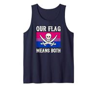 Our Flag Means Both Skull Cross Bones Bisexual Pirate Flag Tank Top, Men, Navy Blue, Medium