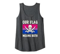 Our Flag Means Both Skull Cross Bones Bisexual Pirate Flag Tank Top, Women, Dark Heather Grey, Medium