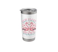 Our Flock Rocks Flamingo Fun Tropical Design Stainless Steel Insulated Tumbler