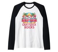 Our Flock Rocks Flamingo Vacation Summer Raglan Baseball Tee