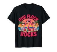 Our Flock Rocks Flamingo Vacation Summer T-Shirt