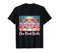 Our Flock Rocks Flamingo Vacation Summer T-Shirt