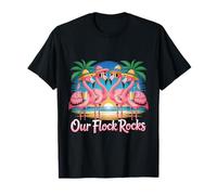 Our Flock Rocks Flamingo Vacation Summer T-Shirt
