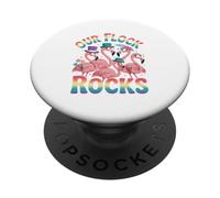 Our Flock Rocks Flamingo Vibes Retro Art PopSockets Adhesive PopGrip