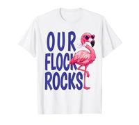 Our Flock Rocks Pink Flamingo Family Vacation Group Value Graphic T-Shirt, Men, White, S