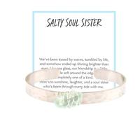 Our Friendship Is A Little Salty A Little Soft Sea Glass Cuff Bracelet, Hammered Silver Bangle with Gold Wire Wrapped Blue Sea Glass, Beach Inspired Soul Sister Jewelry (green)