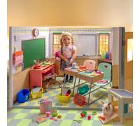Our G Awesome Academy School Room Playset for 18 Inch Dolls, Interactive Classroom with Light-Up Whiteboard, Bell and 50+ Accessories