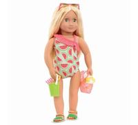 Our G Summer Fun Watermelon Print Swimsuit Outfit with Accessories, Beach Play Set for 18-Inch Doll