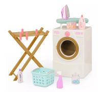 Our Generation 18"""" Doll Laundry Set - Tumble & Spin Washer Hamper Drying Rack Ironing Board & Accessories - White - Plastic - Modern/Contemporary