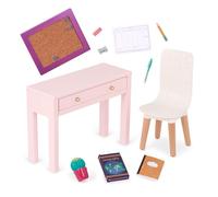 Our Generation 18-Inch Doll Desk & Chair Set, Working Wonder Office Set | 14-piece home office set with desk, chair, cork board, and school accessories; fits most 18-inch dolls, Furniture; 3+ Years