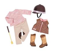 Our Generation Riding in Style Outfit - Deluxe Equestrian Outfit for 18-inch Fashion Dolls - 6 Piece Clothing and Horse Riding Accessories Set