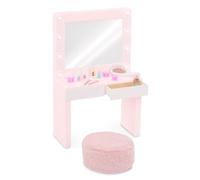 Our Generation 18-Inch Doll Vanity Set, Glam & Glow Pink Playset, Deluxe | 15-piece vanity table playset with light-up mirror, 2 drawers, pouf, pretend makeup and styling accessories, Deluxe, 5+ Years