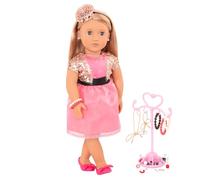 Our Generation - 18-Inch Doll with Pierced Ears - Lifelike Brown Hair & Blue Eyes - Jewelry Accessories - Pretend Play 3+ Years - Audra