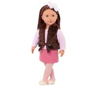 Our Generation 18-Inch Fashion Doll Sienna with Faux-Fur Vest Outfit, Dolls | Brown eyes open and close, straight brown hair to style, 9-piece outfit with floral headband, soft body, Sienna, 18, 3+ Years