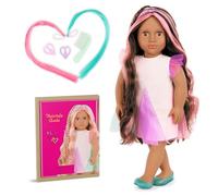 Our Generation - 18-inch Hair Grow Doll - Lifelike Brown Eyes & Ultra-Long Rainbow Hair - Extendable Braid & Styling Accessories - Pretend Play - Tania From Hair to There