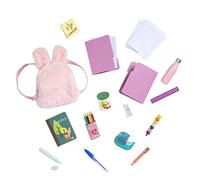 Our Generation Age 3+ Bright and Learning Set - School Supplies with Bunny Ear Backpack for 18-inch Dolls - 20 Piece Classroom Accessory Set