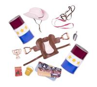 Our Generation - Barrel Racing Set - Horseback Riding Set - Saddle, Cowgirl Hat & More - 18-Inch Doll Accessories - Pretend Play - Toy for Kids 3 Years +
