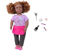 Our Generation BD31336Z Doll Ashanti 46 cm Doll with Stylist Apron, Doll Accessories and Great Curls for Hairdressing - Children's Toy from 3 Years - 45422 HCM Kingzel