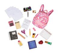 Our Generation Off to School Accessory Set - Backpack and Classroom Supplies for 18-inch Dolls - 24 Piece School Accessories Set