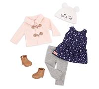 Our Generation - Cheerfully Chilly - Outdoor Outfit - Duffle Coat - 18-Inch Doll Clothes - Pretend Play - Toy for Kids 3 Years +