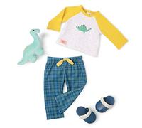 Our Generation Dino-Snores Outfit - Dinosaur Themed Pyjamas Including Dino Plush Toy for 18-inch Boy Dolls - 4 Piece Clothing Set