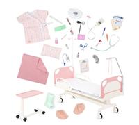 Our Generation - Doll Hospital Bed - Doctor Set - Hospital Gown, Stethoscope, Medical Kit - 18-inch Doll Accessories - Toys For Kids Ages 3 And Up - Get Well Bed