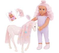 Our Generation - Elara & Lumina - 18-Inch Doll & Horse Foal Set - Matching Pink