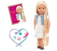 Our Generation Kid Phoebe Hairplay Doll Toy with Hairstyle Guide & Accessory Set