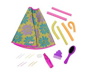 Our Generation - Let's Hear It for The Curl - Salon Set - Styling Cape - Brush & Hair Curlers - 18-Inch Doll Accessories - Toy for Kids 3 Years +
