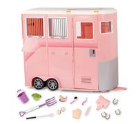 Our Generation Mane to Travel Horse Trailer Set - Pink Horse Trailer Playset for 18-inch Dolls, Realistic Features, Horse Themed Accessories, Pretend Play For Ages 3+