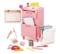 Our Generation - Minature Doll Furniture and Accessories, Pink Filing Cabinet & School Supplies for 18-inch Our Generation Dolls - School Themed Accessory Play Set